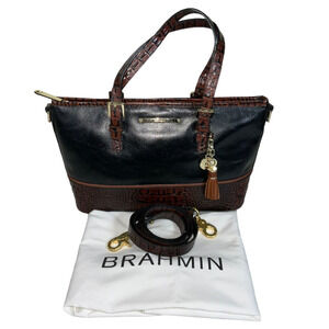 Brahmin Tuscan Tri-texture Mini Asher Purse Croc embossed Leather Crossbody Bag